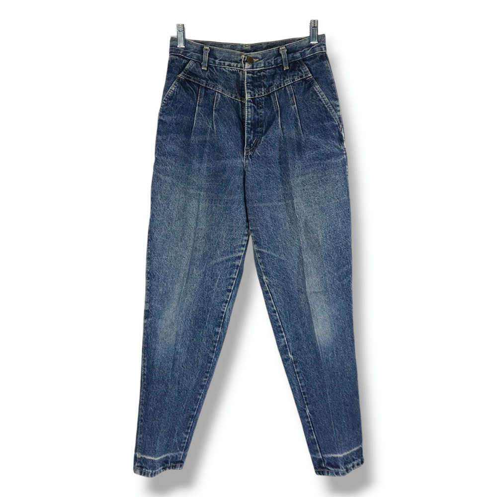 EUC VTG Chic 80s Mom High-Waisted Pleated Front‎ Tapered Jeans Sz. 11/12x29 Blue